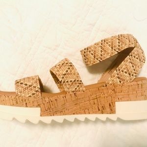 Steve Madden Sandals Brand new! Strap Cork Platforms Wedge  Belladonna NEW!